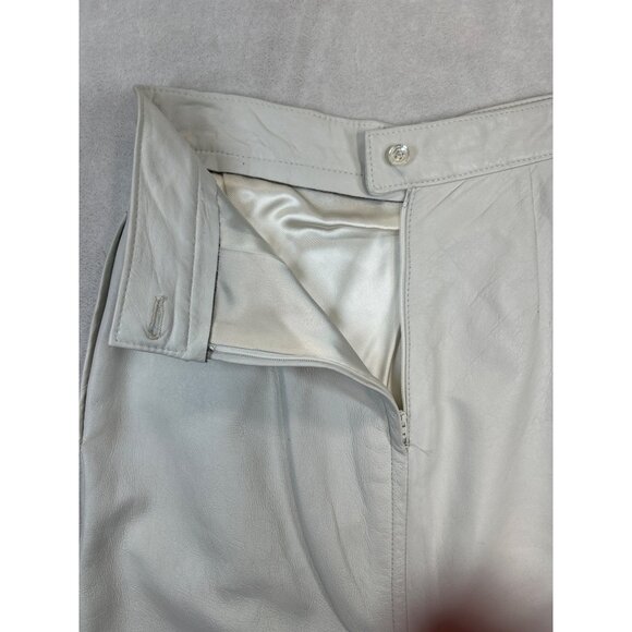 The Leather Factory Skirt Womens 7/8 White Leather Lined Midi Made in USA - Picture 3 of 9